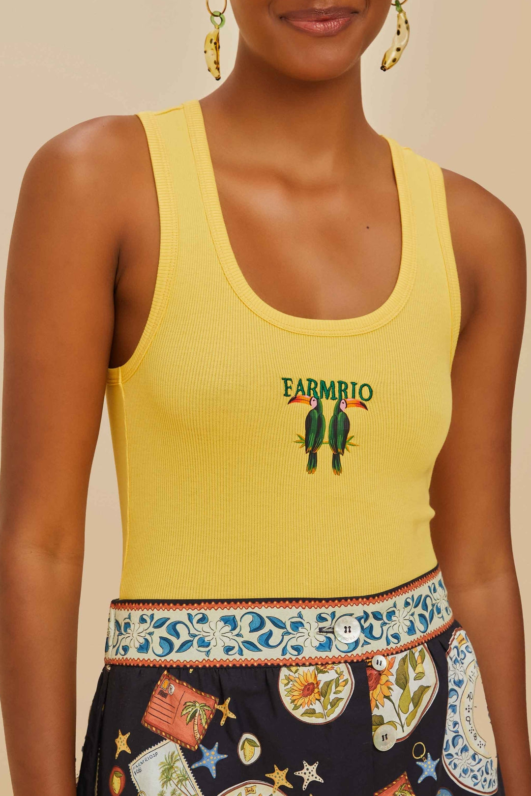 Top Farmrio Toucan Tank - Jaune