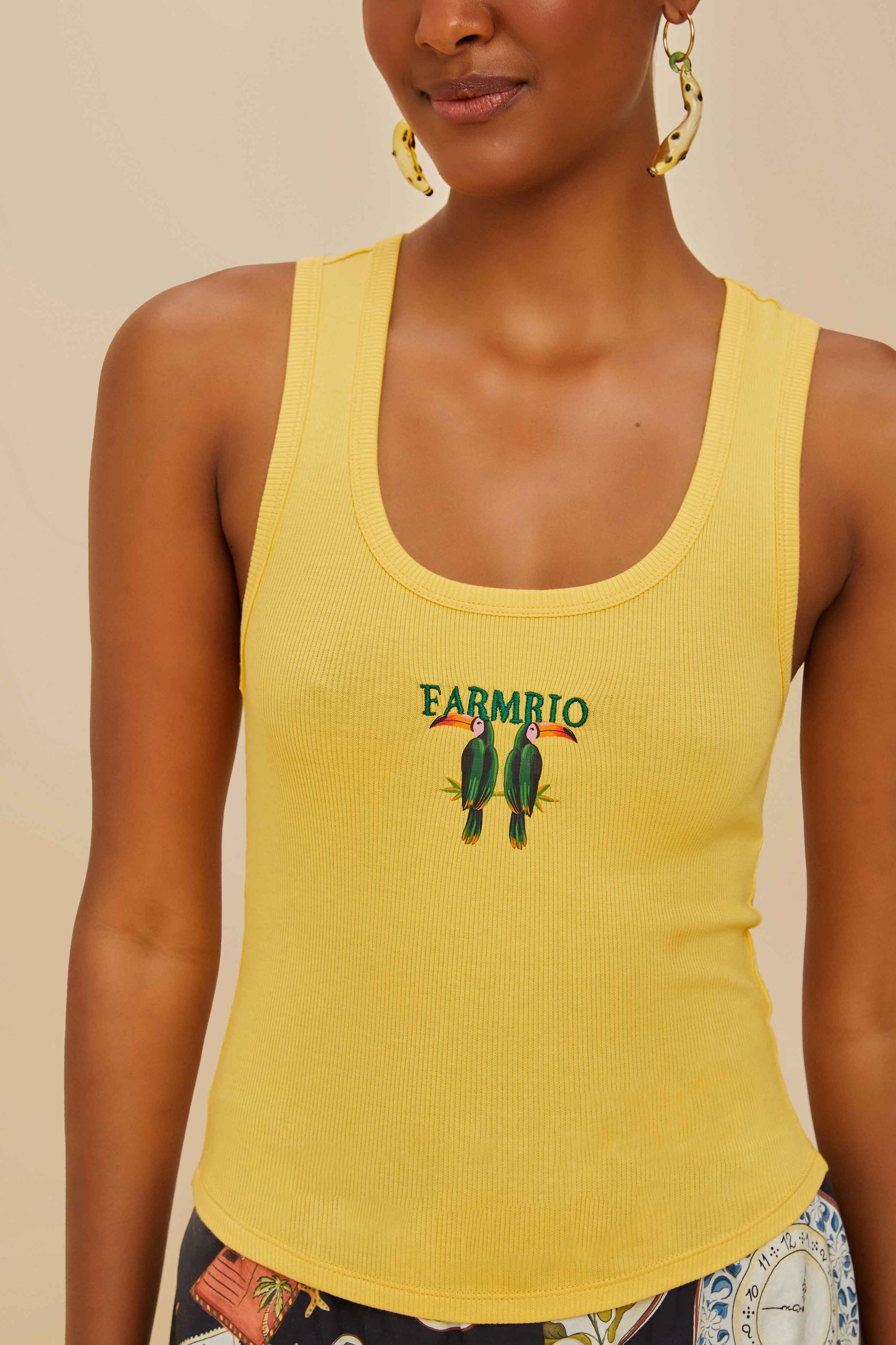 Top Farmrio Toucan Tank - Jaune
