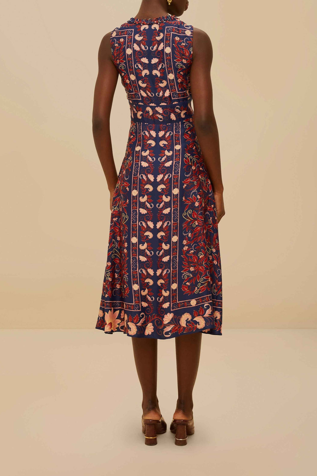 Robe midi Boho Floral en foulard - Bleu