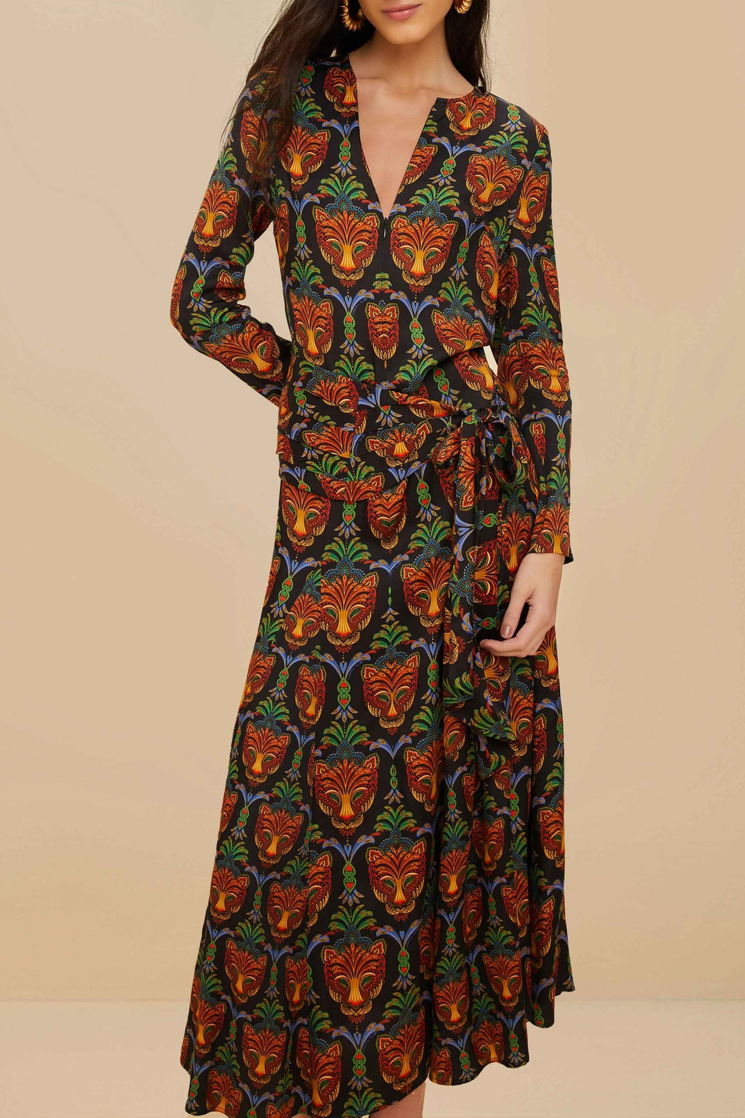 Robe longue Boho Panther - Noir