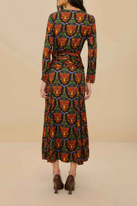 Boho Panther Black Robe midi - Boho Panther Black