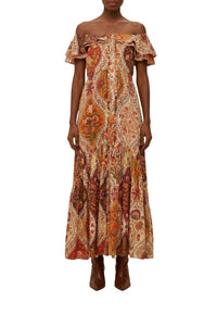 Robe longue épaules dénudées - Beige