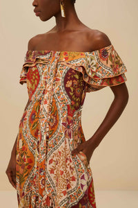 Robe longue épaules dénudées - Beige