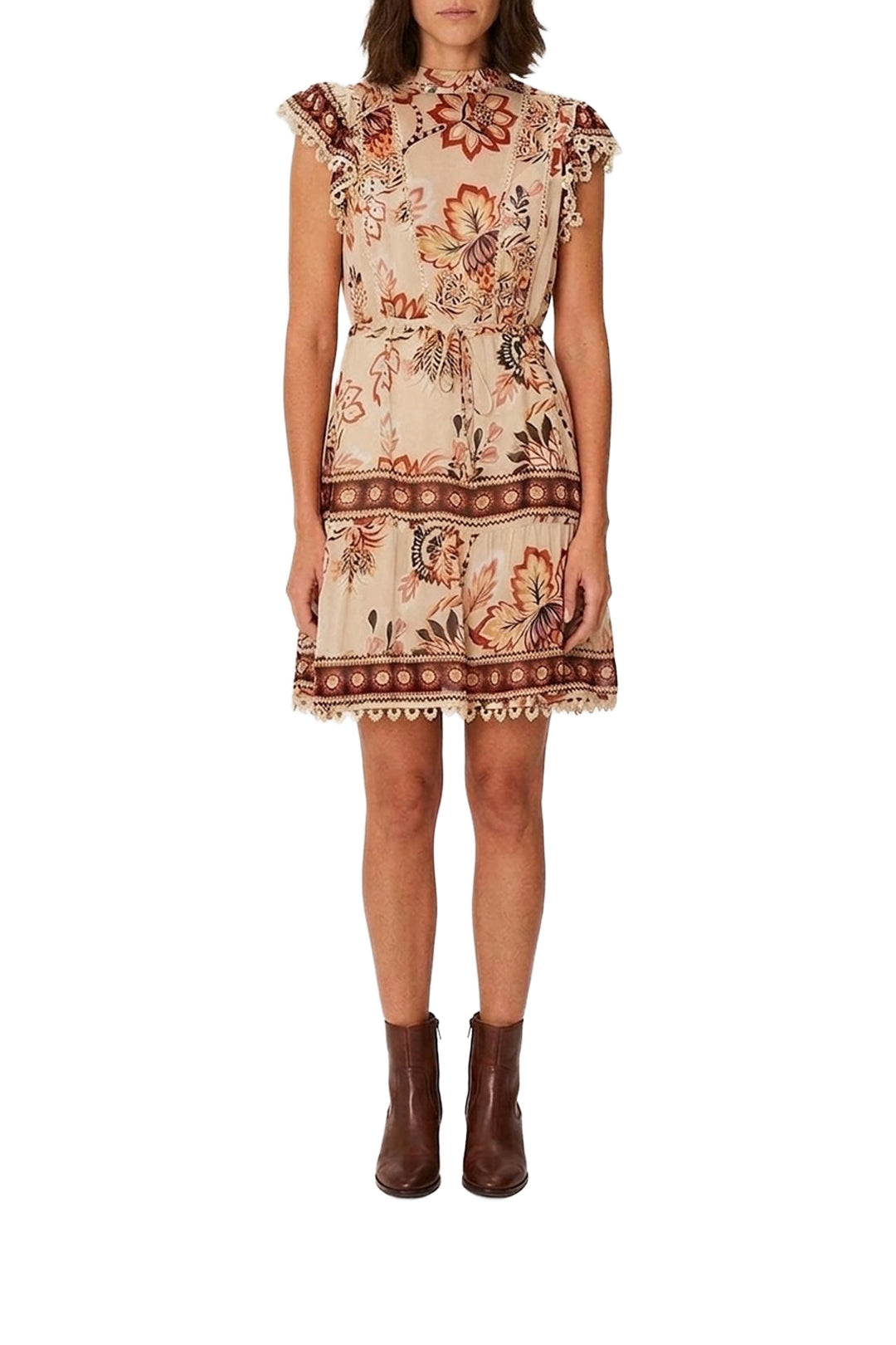 Aura Floral short dress - Beige