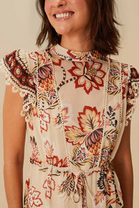 Aura Floral short dress - Beige