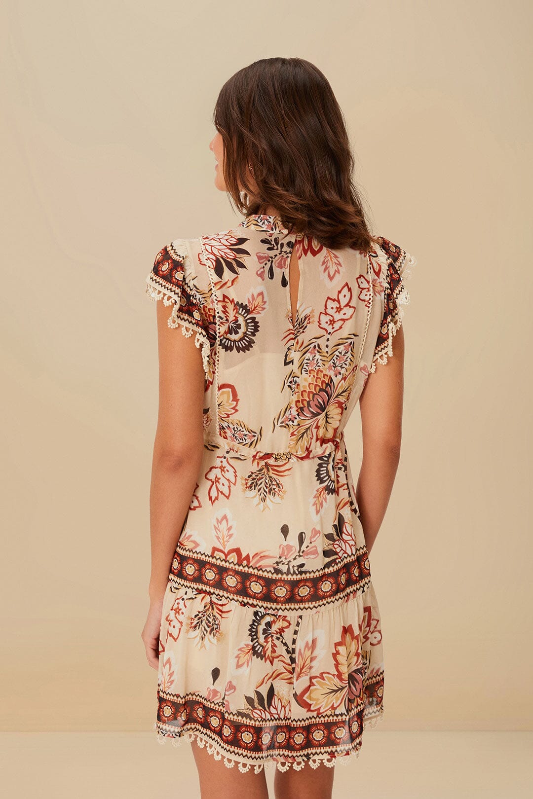 Aura Floral short dress - Beige