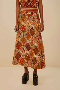 Jupe midi Romantic Nature - Beige