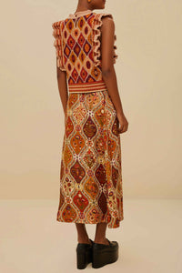 Jupe midi Romantic Nature - Beige
