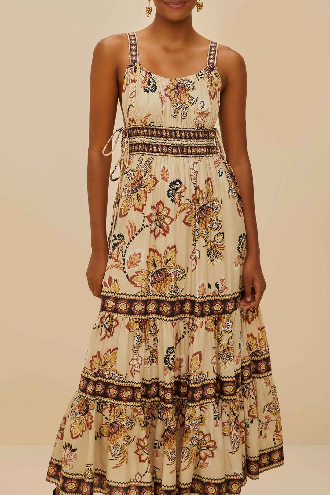 Strapless maxi dress - Beige