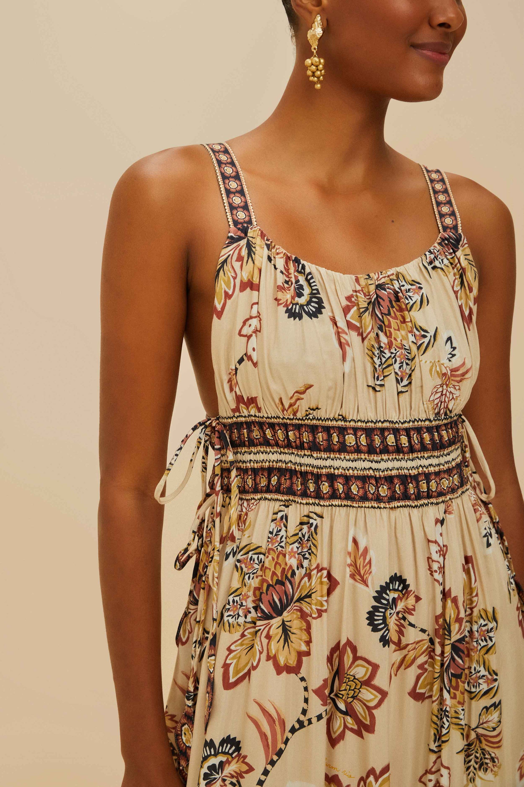 Strapless maxi dress - Beige