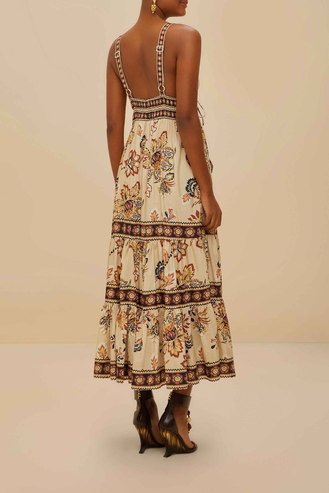 Strapless maxi dress - Beige
