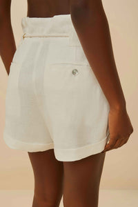 Wavy Pockets linen shorts - White