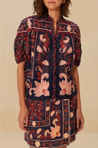 Blouse Boho Floral en foulard - Bleu