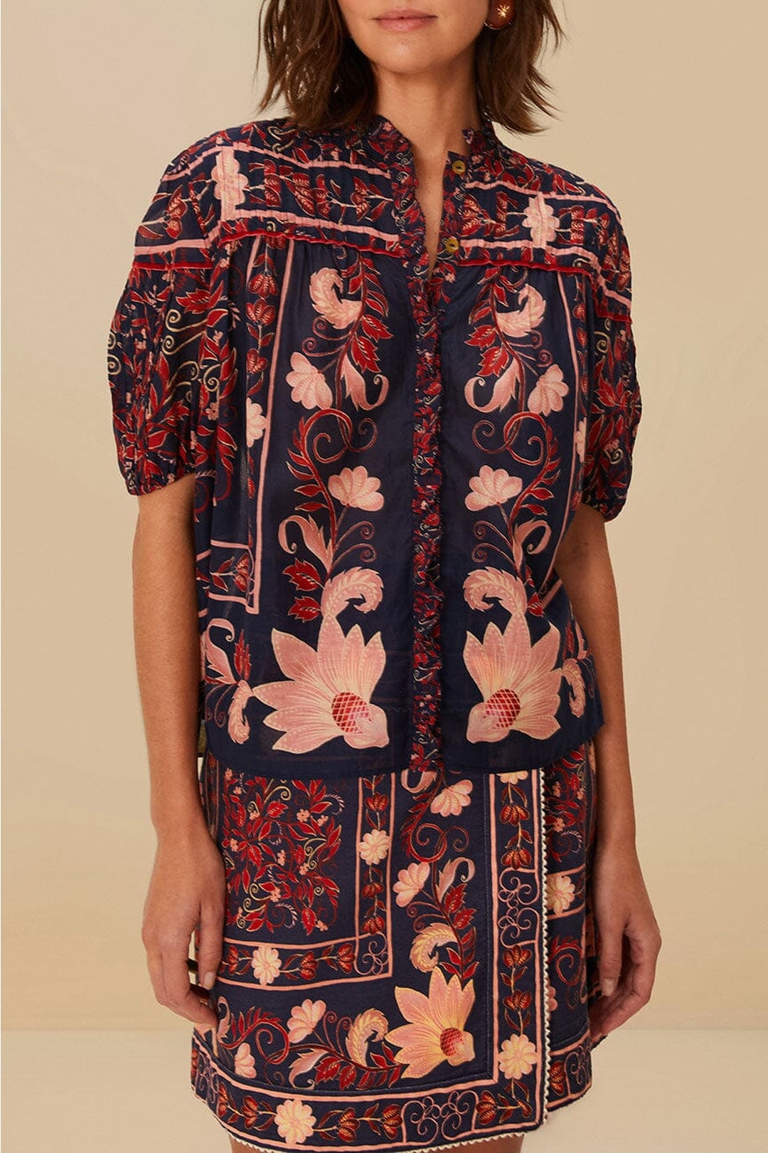 Blouse Boho Floral en foulard - Bleu