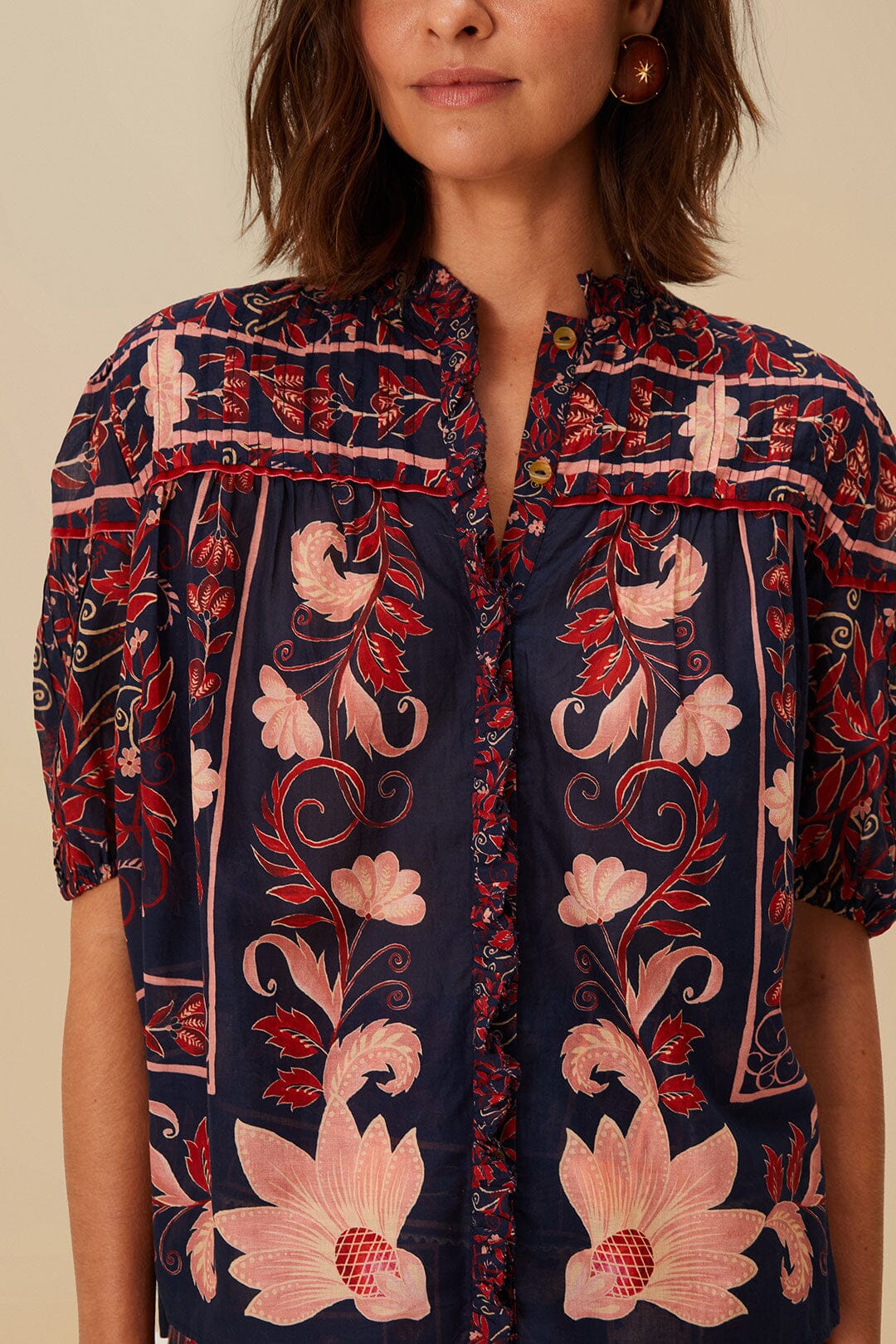 Blouse Boho Floral en foulard - Bleu