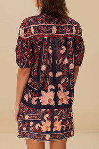 Blouse Boho Floral en foulard - Bleu