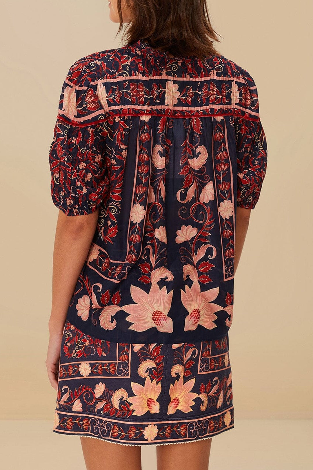 Blouse Boho Floral en foulard - Bleu