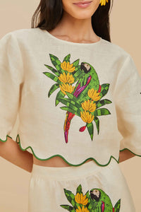 Blouse Maracana Bird Pearl en lin - Beige