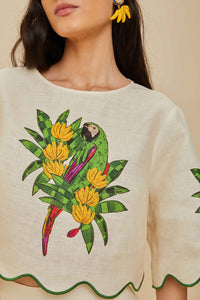Blouse Maracana Bird Pearl en lin - Beige