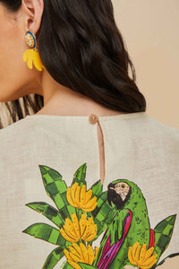 Blouse Maracana Bird Pearl en lin - Beige