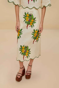 Jupe midi Maracana Bird Pearl en lin - Beige
