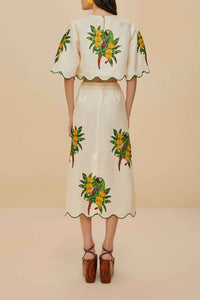 Jupe midi Maracana Bird Pearl en lin - Beige