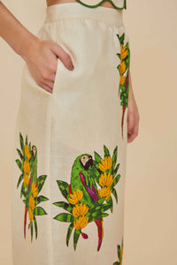 Jupe midi Maracana Bird Pearl en lin - Beige