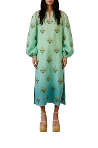 Turquoise Palm Tree Tapestry Robe midi - Turquoise Palm Tree Tapestry