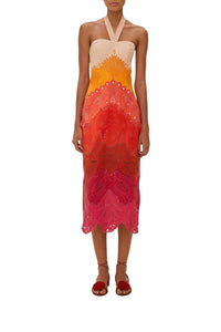 Summer Gradient Richelieu Ombre midi dress - Orange