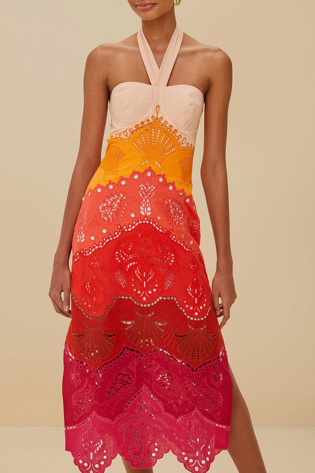 Summer Gradient Richelieu Ombre midi dress - Orange