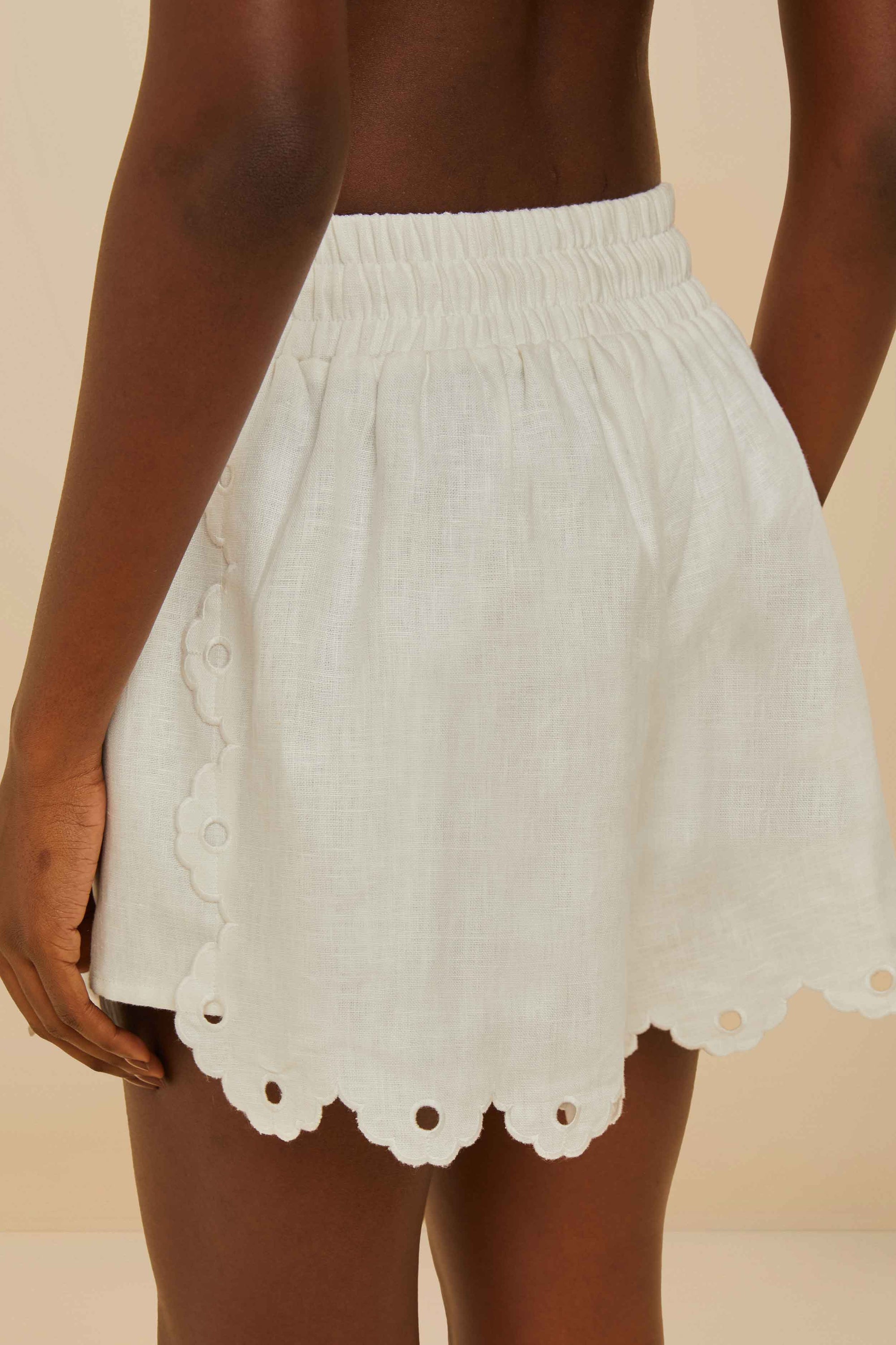 Short Flowers Richelieu en lin - Blanc