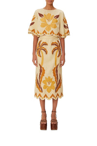 Summer cutwork blouse in linen - Beige