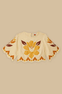 Summer cutwork blouse in linen - Beige
