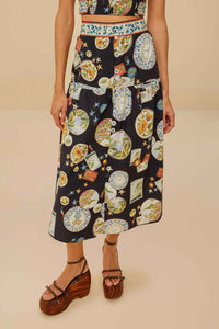 Multi-button midi skirt - Black