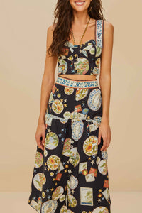 Multi-button midi skirt - Black