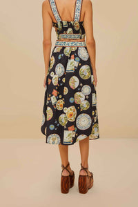 Midi skirt with multiple buttons - Black