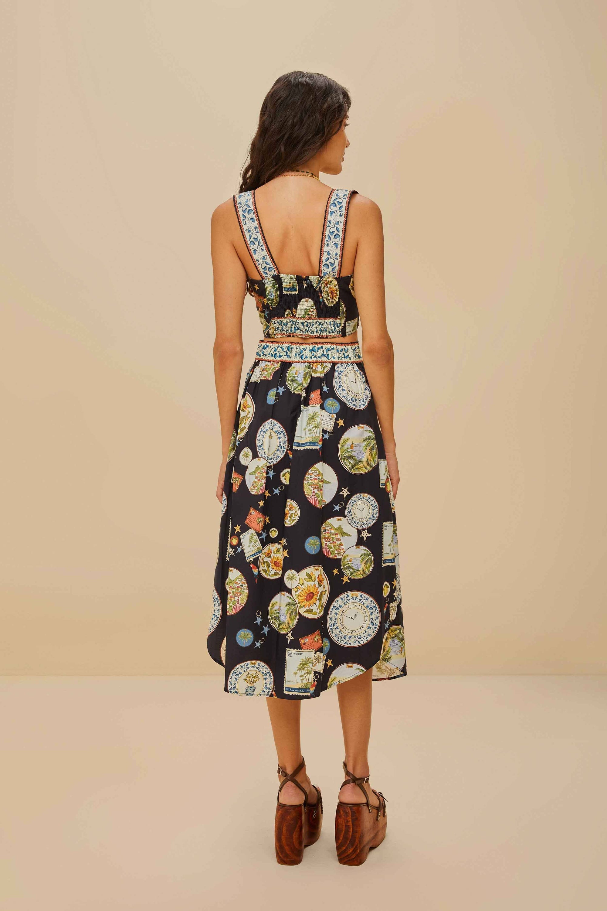 Multi-button midi skirt - Black
