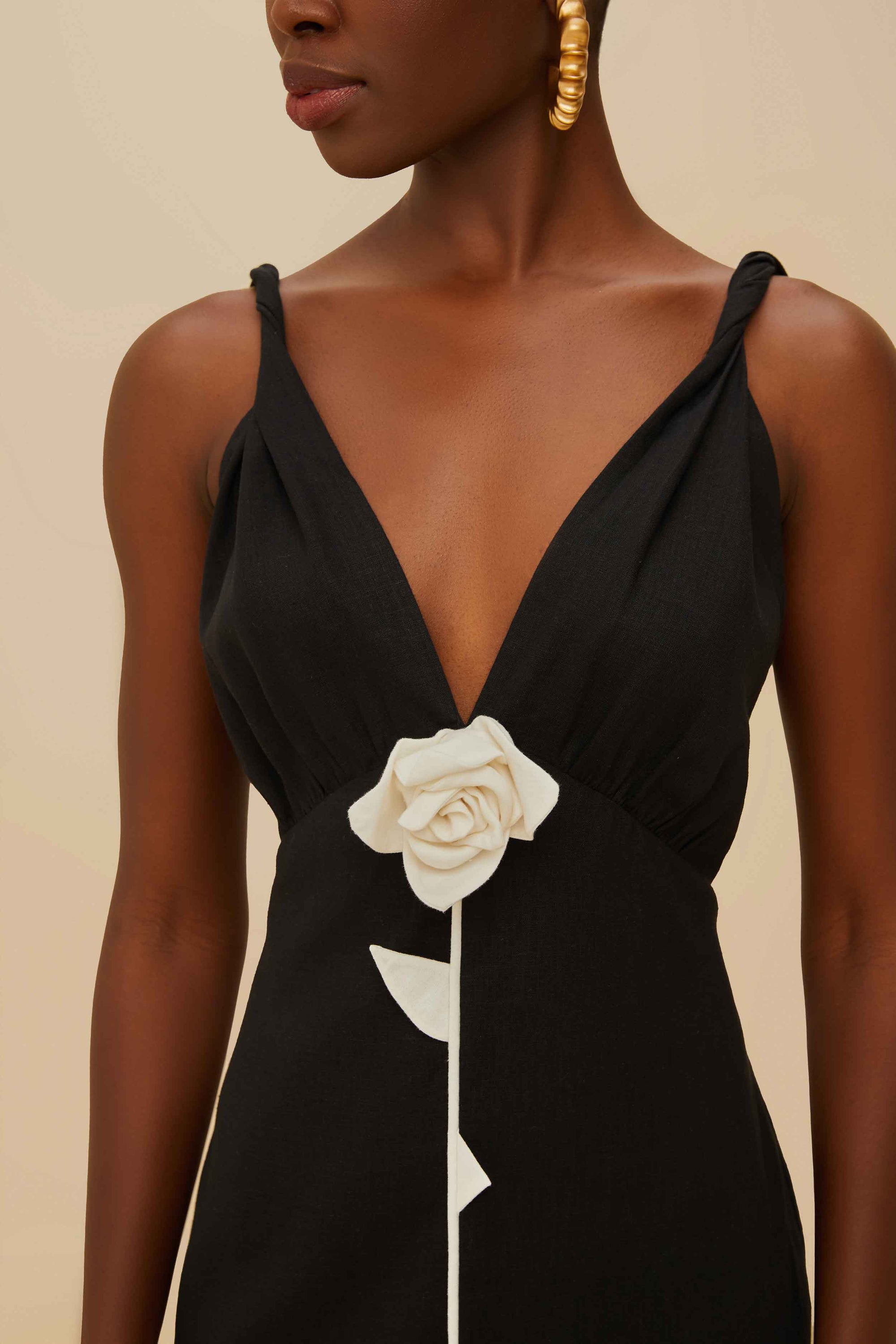 Short linen dress - Black