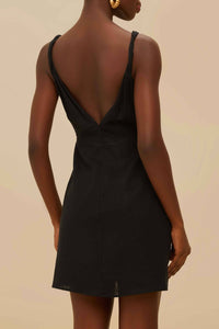 Short linen dress - Black