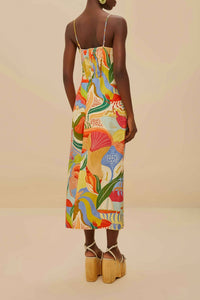 Robe longue à détails en lin - Jaune
