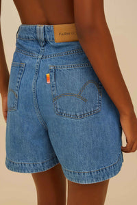 Palmtree embroidered shorts - Blue