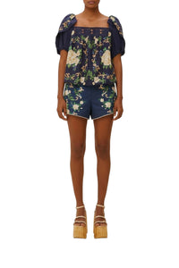Short Flower tapestry - Bleu