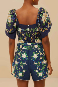 Short Flower tapestry - Bleu