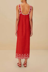 DJV_Tropical Cross Stitch Embroidered Red Robes longues - Tropical Cross Stitch Embroidered Red