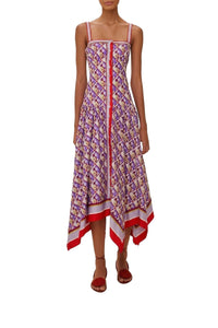 Pineapple scarf midi dress - Pink