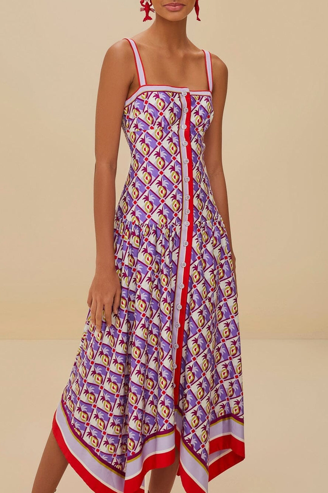 Pineapple scarf midi dress - Pink