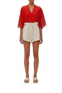 Landscape guipure bodysuit - Red