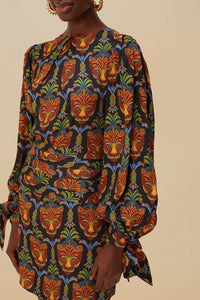 Robe courte à manches longues - Noir