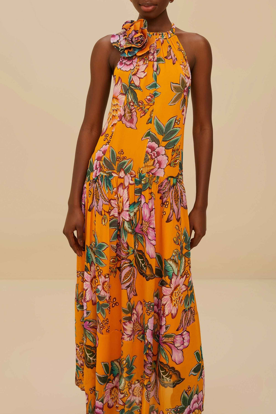 Robe longue Wonderful Bouquet - Orange