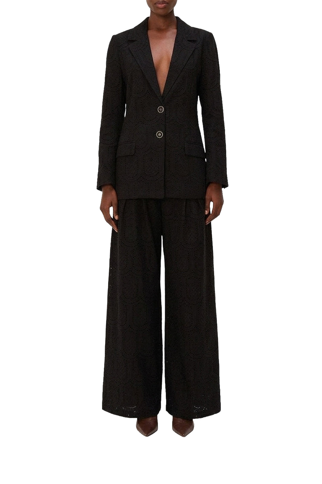 Cotton Eyelet Blazer - Black